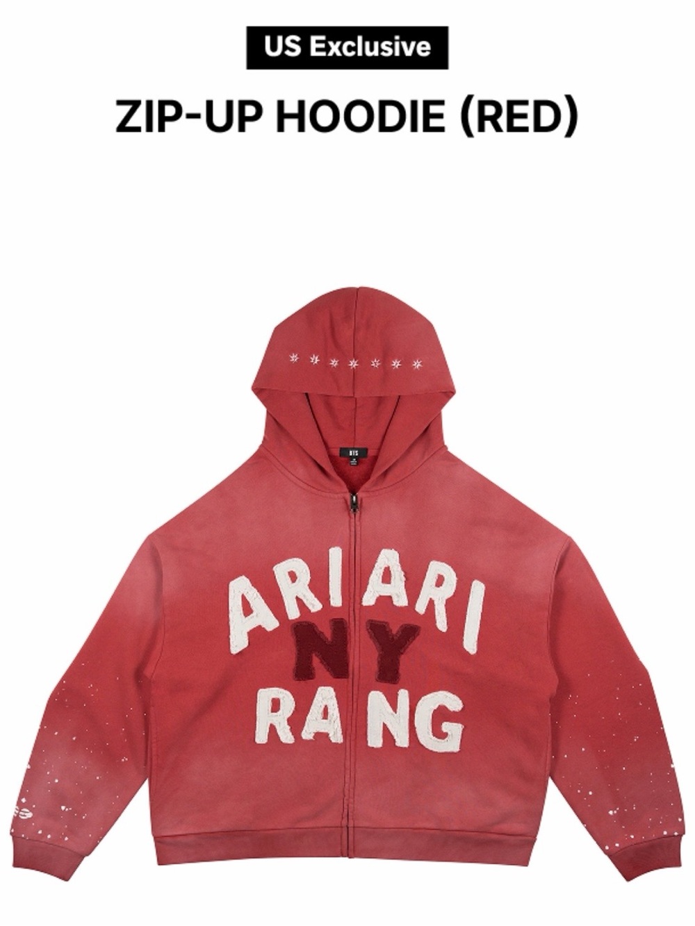 Aria Red Ombre Zip-Up Hoodie with White Lettering